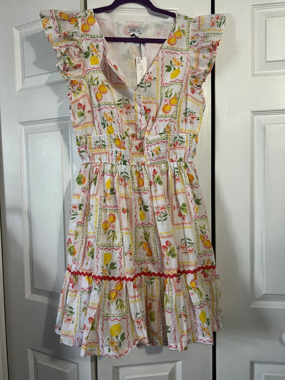 Rachel Zoe White Orange & Floral Ruffle Sundress
